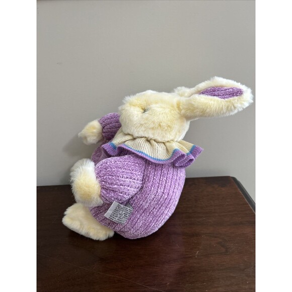 Rich Cream Bunny Rabbit Plush Purple Knit Clown Outfit Chenille ColorRich 14" - Picture 2 of 11
